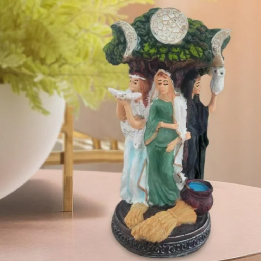 Triple Moon Goddess Statue Celtic‎ Sacred Mother Maiden Crone